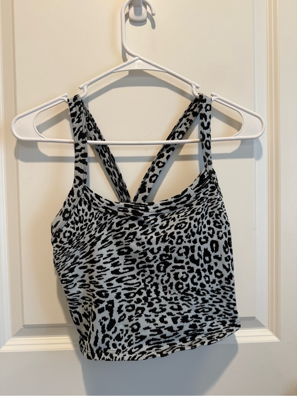 FP Movement Leopard Print Ribbed Sports Bra Crop Top Gray Black M / L